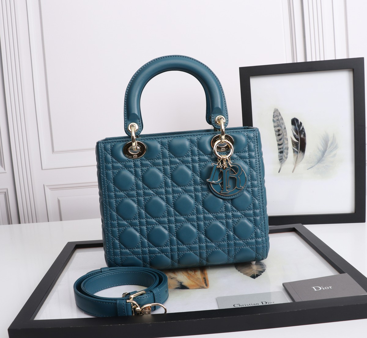 Medium Lady Dior Bag Denim Blue Cannage Lambskin